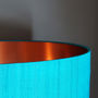 Aqua Blue Silk Lampshades With Copper Or Gold Lining, thumbnail 3 of 11
