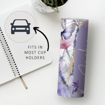 Butterfly And Wildflower Whimsical Travel Cup, 4 of 5