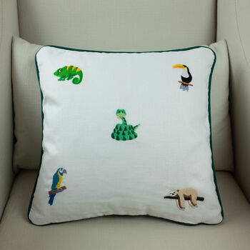Children's Rainforest Embroidered Nursery Cushion, 3 of 8