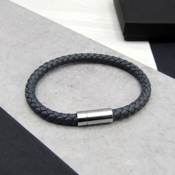 Men's Thick Woven Leather Bracelet, 5 of 11