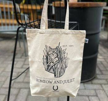 Romeow And Juliet Literary Cat Fairtrade Tote Bag, 4 of 4