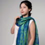 100% Mulberry Silk Scarf, Green And Blue, Aurora Borealis In Gift Box, thumbnail 1 of 10