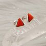 Red Coral Sterling Silver Studs, thumbnail 1 of 6