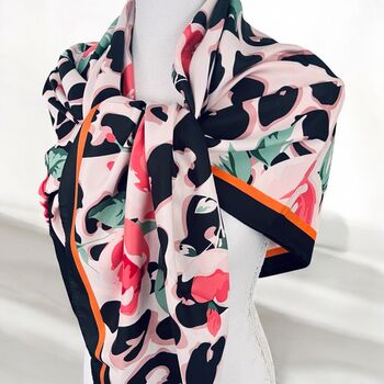 Silk Square Leopard And Rose Print Scarf, 2 of 7