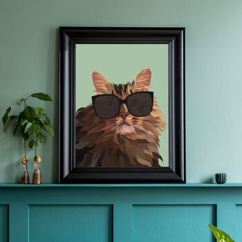Custom Pet Portrait Wearing Glasses Personalised Dog Cat Gift, 3 of 12