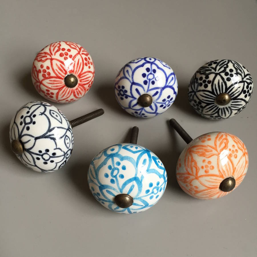 set of moorish hand painted drawer knobs by french grey interiors