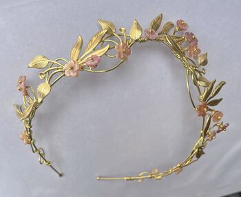 The Ostara Crown Gold Silver Shell Mother Of Pearl Floral Hair Vine Bridal Headpiece, 7 of 12