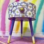 Lilac Daisy Round Wooden Side Table With Drawer, thumbnail 1 of 11