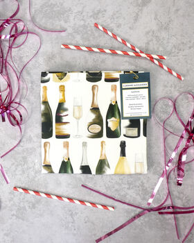Champagne Napkin Set | Celebration Gift | Hand Drawn Cotton Napkins, 3 of 5