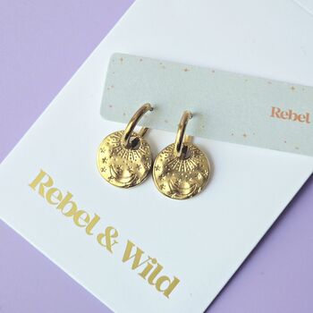 Celestial Huggie Hoop Earrings, 4 of 5