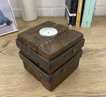 Handmade Reclaimed Wood Tealight Holder, 3 of 6