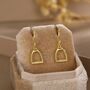 Sterling Silver Equestrian Stirrup Drop Earrings, thumbnail 3 of 11