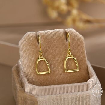 Sterling Silver Equestrian Stirrup Drop Earrings, 3 of 11