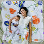 Contemporary Bamboo And Cotton Floral Muslin Swaddle, thumbnail 1 of 5