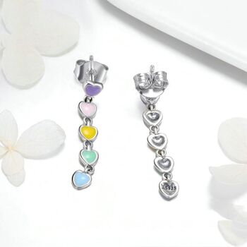 Rainbow Heart Silver Ring Earring Set, 2 of 6