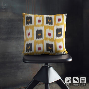 Yellow Cushion Cover From Hand Woven Ikat, 7 of 8