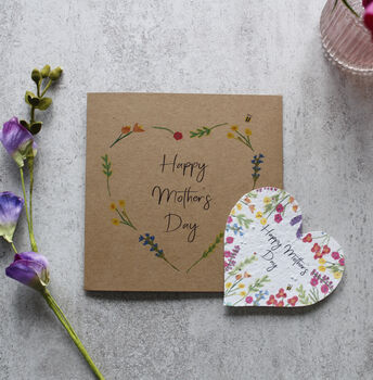Mother's Day Wildflower Plantable Seed Heart Card, 4 of 9