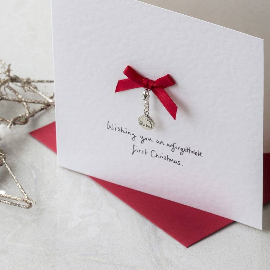 Personalised First Christmas Card With Elephant Charm, 1 of 4