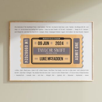 Taylor Swift The Eras Tour Setlist Personalised Ticket Print, 4 of 4