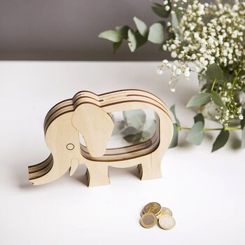 Personalised Elephant Money Box Bank By Natural Gift Store