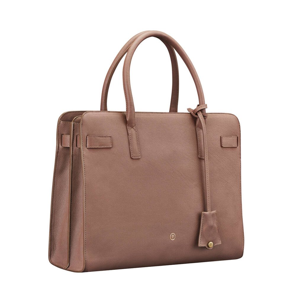 Ladies Quality Pebbled Leather Briefcase Tote 'Enrica' By Maxwell Scott