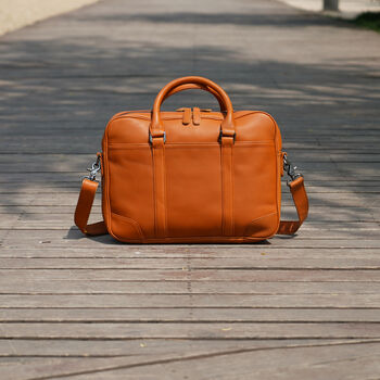 Minimalist Leather Briefcase Laptop Bag, 3 of 10