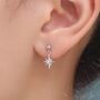 Sterling Silver Delicate Starburst Dangle Stud Earrings, thumbnail 1 of 12