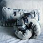 Handmade Blue Watercolour Knotted Cushion, thumbnail 4 of 6