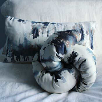 Handmade Blue Watercolour Knotted Cushion, 4 of 6