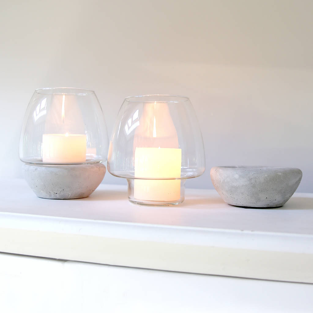 rounded concrete candle holder by red lilly