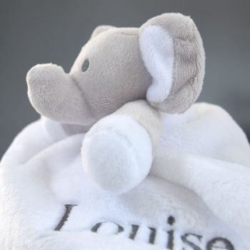 Personalised White Elephant Baby Comforter, 6 of 11