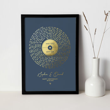 Personalised Metallic Gold Song Lyrics Print, 6 of 8