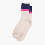 Glitter Mid Calf Ribbed Cotton Boot Socks Contrast Cuff Cream Navy, thumbnail 2 of 3