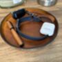 Personalised Burnt Tan Round Leather Accessory Tray, thumbnail 1 of 7