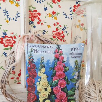 Vintage Hollyhock Seed Packet Fabric Gift, 3 of 4