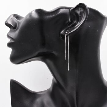 Sterling Silver Minimalist Long Ear Threader Double Ear Threader, 6 of 10