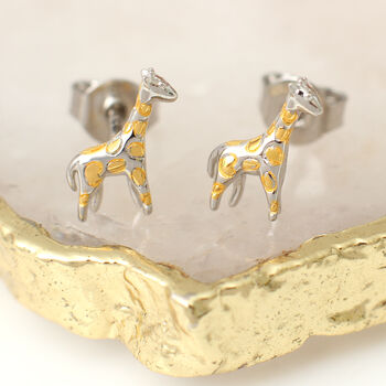 Gold Plated And Sterling Silver Giraffe Stud Earrings, 2 of 7
