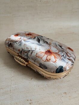 Grey Floral Oval Clutch Bag, 2 of 12