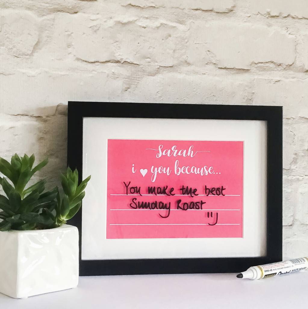 framed personalised changeable message print by little bird designs
