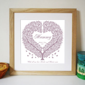 Personalised Mums Rose Tree Heart Print, 4 of 6