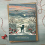 Labrador Moon Lit Dog Walking Christmas Card, thumbnail 1 of 8