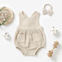 Organic Cotton Muslin Baby Romper And Headband Set, thumbnail 2 of 6