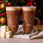 Christmas Couple In The Snow Pair Of Glass Hot Chocolate Coffee Latte Mugs, thumbnail 8 of 8