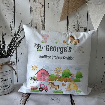 Kids Personalised Farm Book Pocket Cushion, 2 of 3