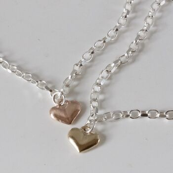 Silver Bracelet With Solid Gold Love Heart, 2 of 6