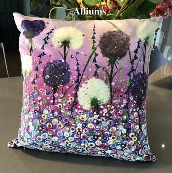 Alliums Velvet Cushion, 3 of 4