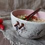 Handmade Speckled Pink Noodle Bowl With Chopsticks, thumbnail 5 of 11