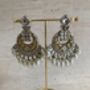 White Antique Gold Chand Bali Indian Earrings, thumbnail 2 of 9
