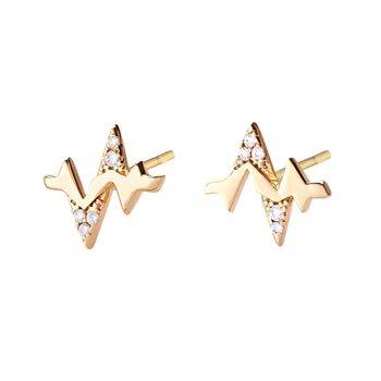 Heartbeat Stud Earrings, Sterling Silver Or Gold Plated, 5 of 7