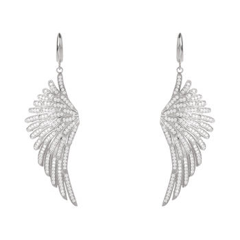 Angel Wing Silver Plated Drop Earring White, 2 of 8